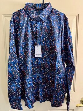 Robert Graham Blue Multicolor Abstract Print Button-Down Shirt